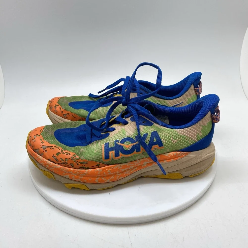 Hoke One One Speedgoat 6 Sneakers Youth 5.5 MD Green Orange 1156933-UNL